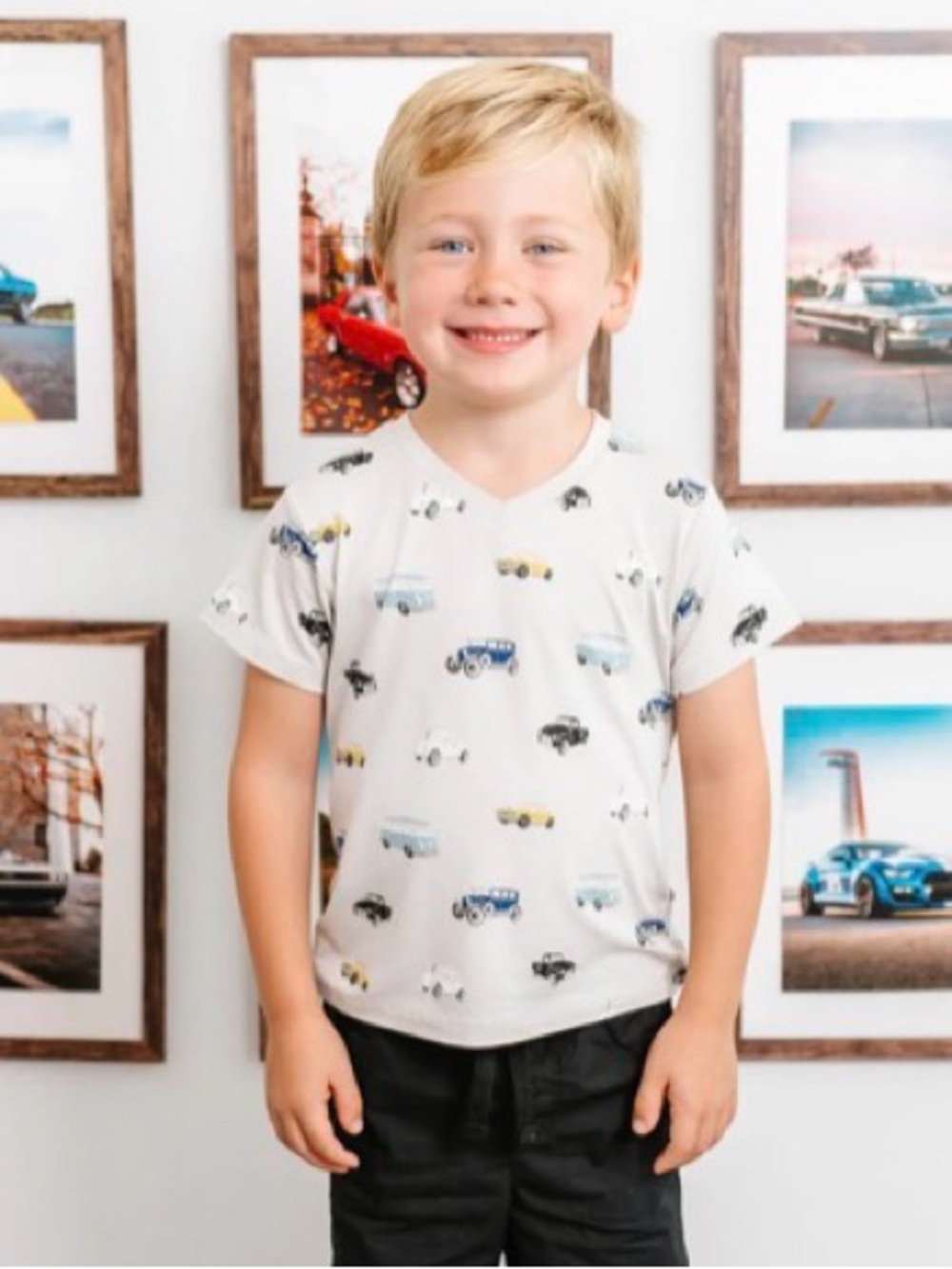 Kyte BABY Vintage Cars Short-Sleeve V neck Tee NIB size 4T
